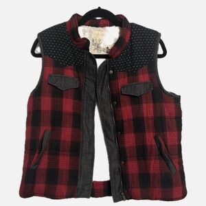 En Creme Womens Large ReBuffalo Red Plaid Vest
